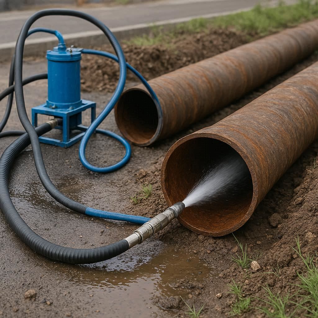 Гидродинамическая прочистка водопроводных труб в Дрезне